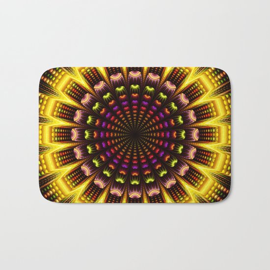 Geometric fantasy sun with tribal patterns Bath Mat