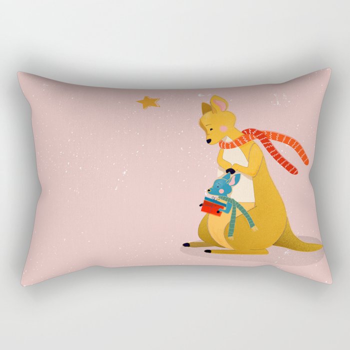 Baby Kangaroo First Christmas Rectangular Pillow By Happyplum