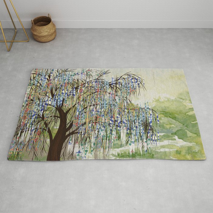 Willow Tree Abstract Digital Art Composition Rug By K9printart