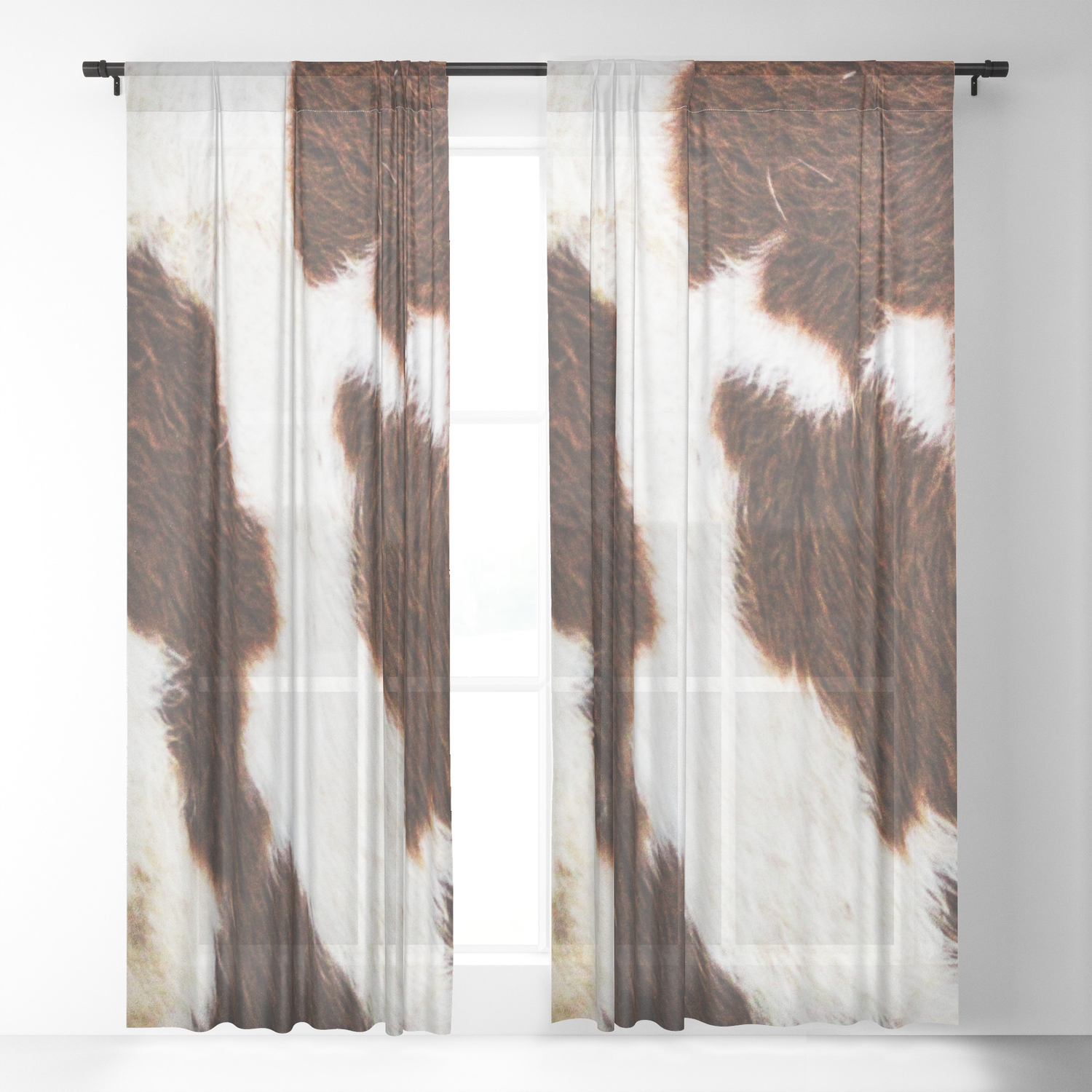 Cowhide Brown Spots Sheer Curtain By Cadinera Society6