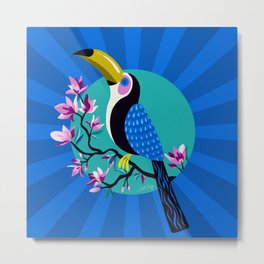 Tropical Toucan – Turquoise & Blue Metal Print