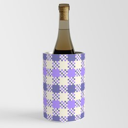 Blue & Very Peri Gingham Checkered Pattern Wine Chiller