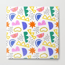 Abstract shape seamless pattern with colorful geometric doodles Metal Print