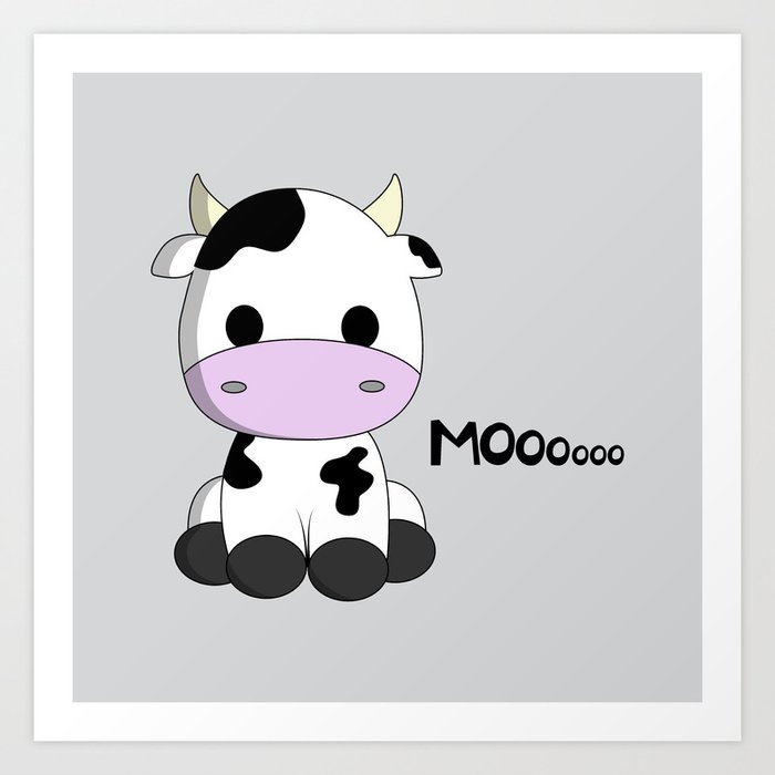 Cute baby cow cartoon Art Print by pixxart | Society6