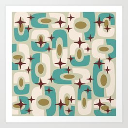 Mid Century Modern Atomic Googie Decor 144 Turquoise and Gold Art Print