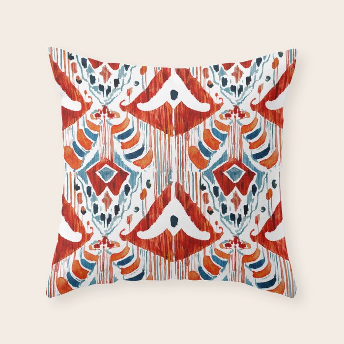 Red Bali Ikat Throw Pillow By Huntleigh Society6