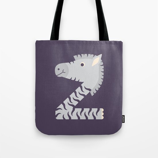 Letter Z // Animal Alphabet // Zebra Monogram Tote Bag