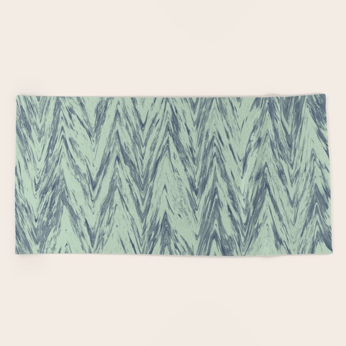 mint and gray marble chevron Beach Towel by Huntleigh Society6