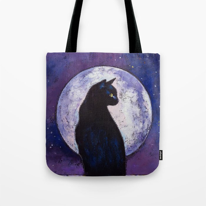 Black Cat Moonlight Tote Bag