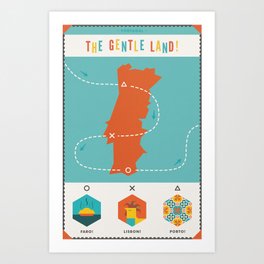 Portugal - The Gentle Land Art Print | Graphic Design, Typography, Illustration, Vector 