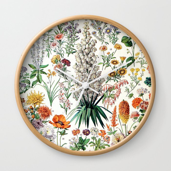 Adolphe Millot - Fleurs B - French vintage poster Wall Clock