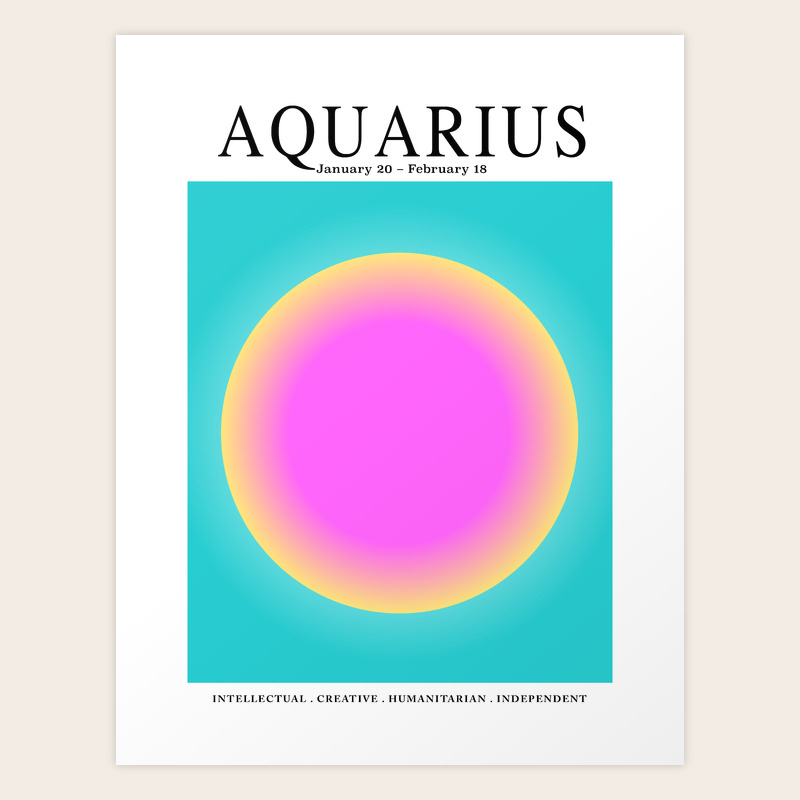 Aquarius - Astrology Zodiac Aura Gradient Art Print