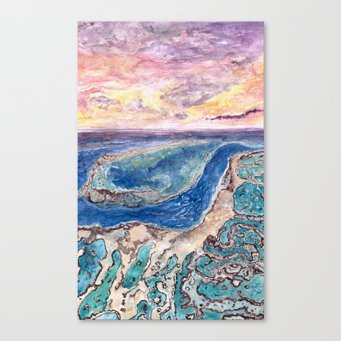 Great Barrier Reef At Sunset Aerial View Coral Reef Wall Art