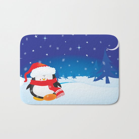 cute little xmas penguin Bath Mat
