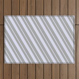 [ Thumbnail: Dark Grey and Lavender Colored Stripes/Lines Pattern Outdoor Rug ]