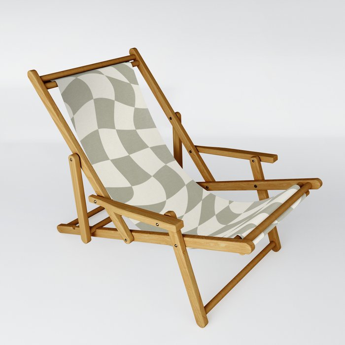 Warp wavy checked with olive green Sling Chair