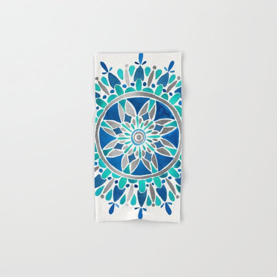 Mandala – Silver & Blue Hand & Bath Towel