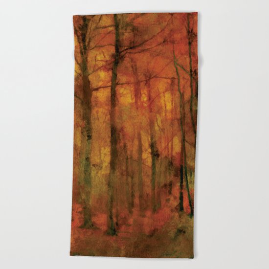 Autumn forest Beach Towel