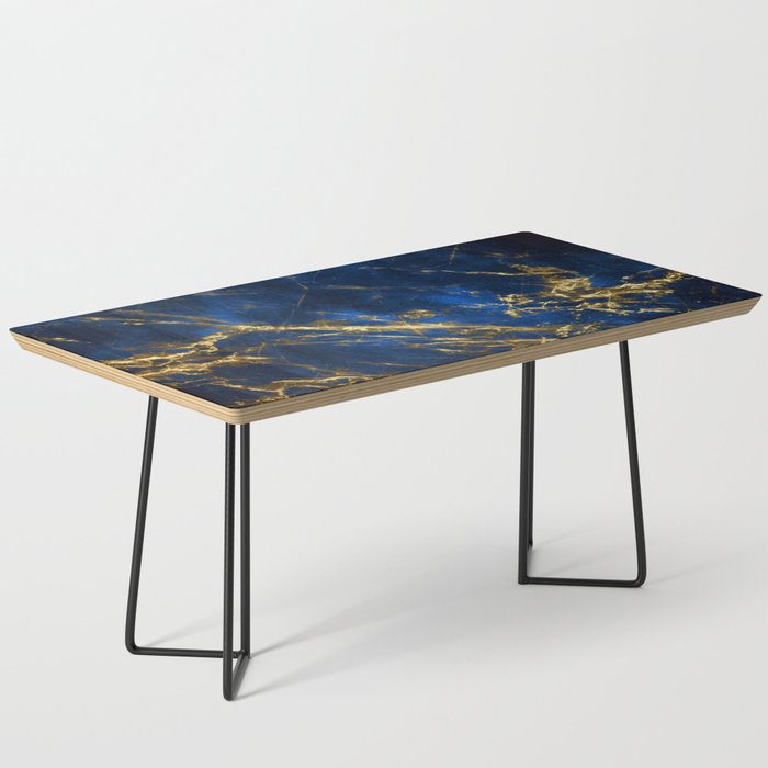 Exquisite Blue Marble With Luxury Gold Veins Coffee Table