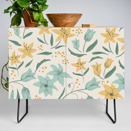 Spring Flowers Yellow Turquoise Peach Credenza