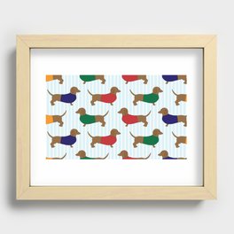 Dachsunds on Stripes Recessed Framed Print