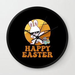 Happy Easter Kids Toddler Dabbing Bunny Wall Clock
