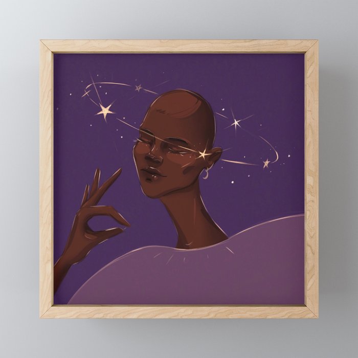 Afro femini and astrology time Framed Mini Art Print