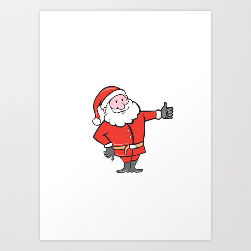 Santa Claus Father Christmas Thumbs Up Cartoon Art Print by patrimonio |  Society6
