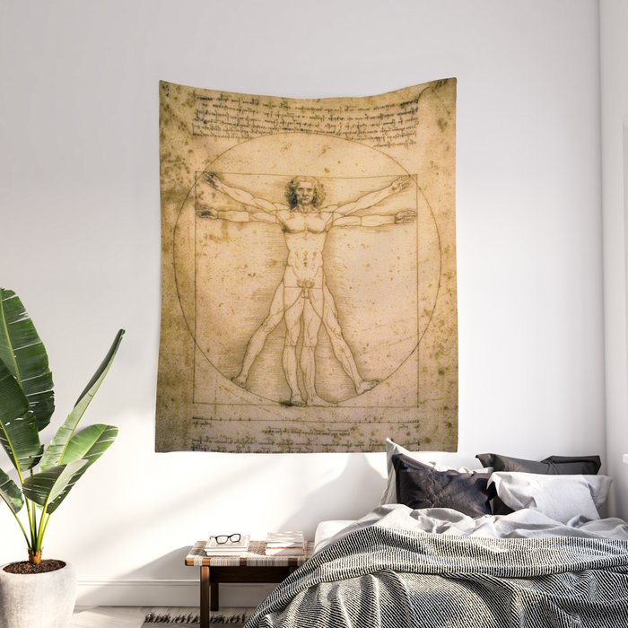 Vitruvian man tapestry 2025