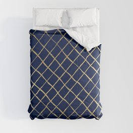 Elegant  abstract geometrical navy blue gold pattern Comforter