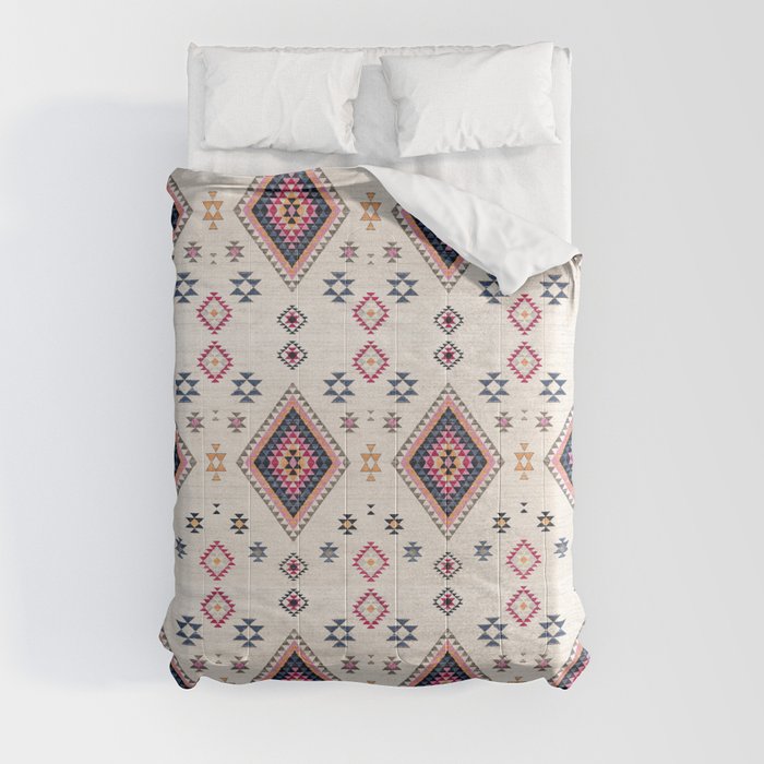 N215 - Geometric Oriental Boho Traditional Vintage Moroccan Style Comforter