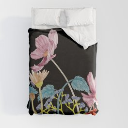 Floral Border - Mute Colours Duvet Cover