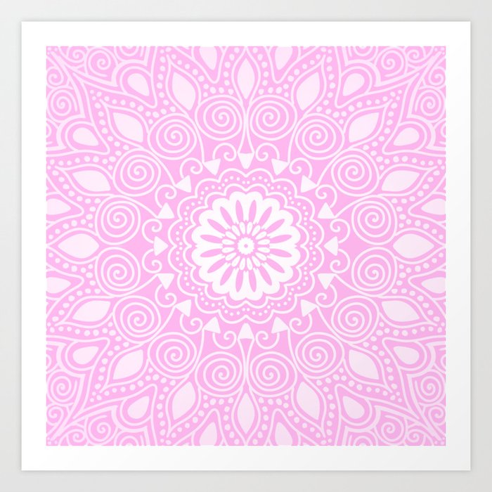 Girly Pink Mandala Art Print