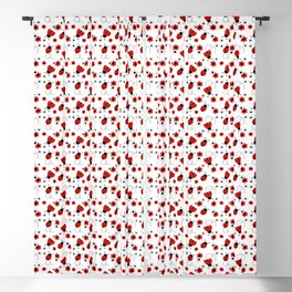 Red Ladybug Floral Pattern Blackout Curtain