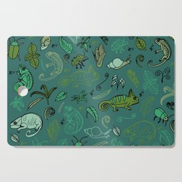 Reptile and Insect Pattern, Wildlife Nature Print Cutting Board