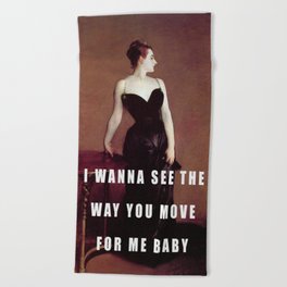 Madame X in a Black Dress Beach Towel