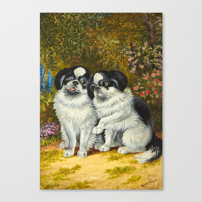 Couple in the Garden by Louis Wain Canvas Print