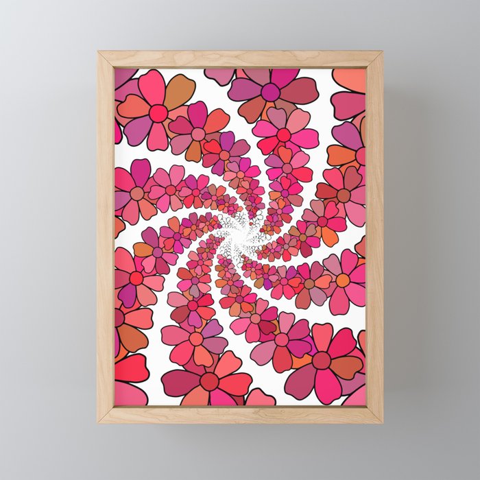 PINK Flower Kaleidoscope Framed Mini Art Print