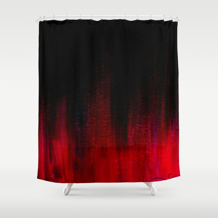 Red And Black Abstract Shower Curtain, Red And Black Shower Curtain