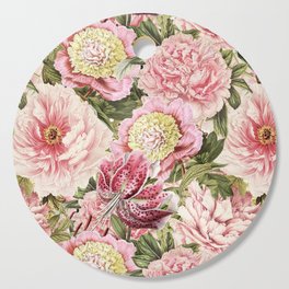 Vintage & Shabby Chic Floral Peony & Lily Flowers Watercolor Pattern Cutting Board