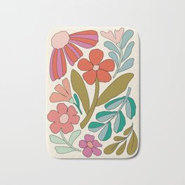 Retro Groovy Floral Art Print Bath Mat