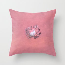 Bunny and Wildflowers - pastel goth, creepycute Throw Pillow