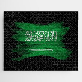 Saudi Arabia flag brush stroke, national flag Jigsaw Puzzle