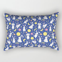 Moon Bunny (Blue) Rectangular Pillow