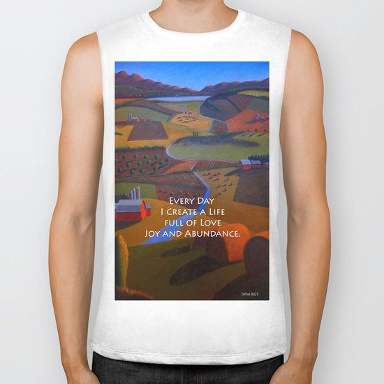 Love, Joy and Abundance Mantra - Cynthia Price Painting Biker Tank