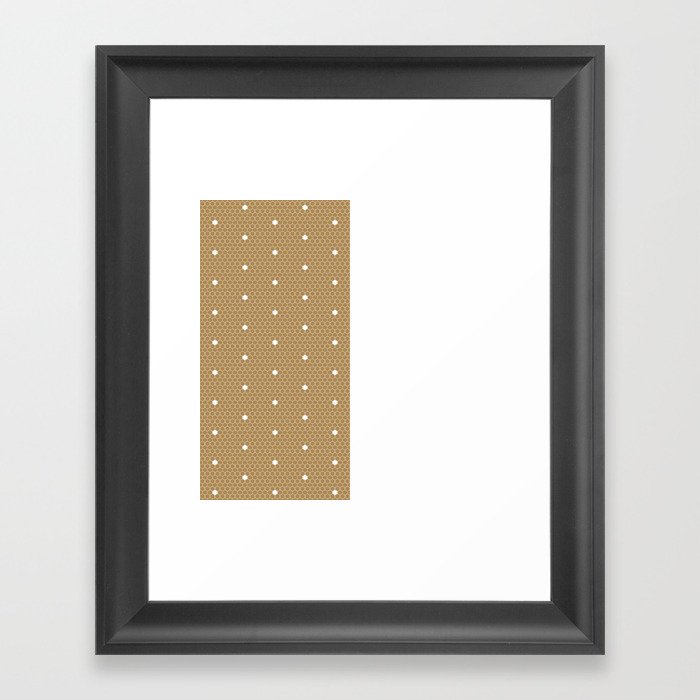 White Polka Dots Lace Vertical Split on Gold Brown Framed Art Print
