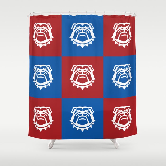 Red White and Blue Nine Bulldog Cares Shower Curtain