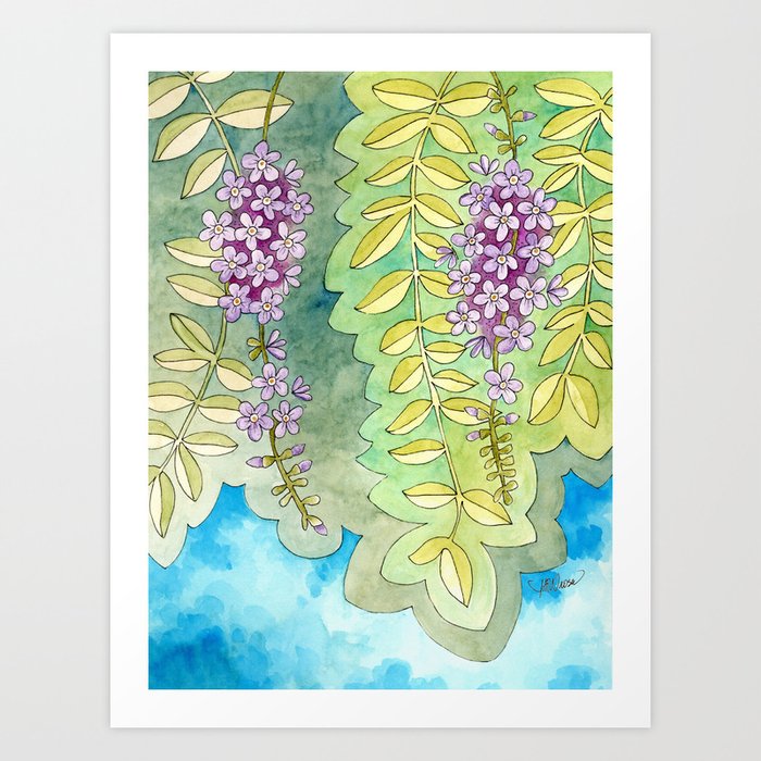 HANGING FLOWERS on the road! Art Print