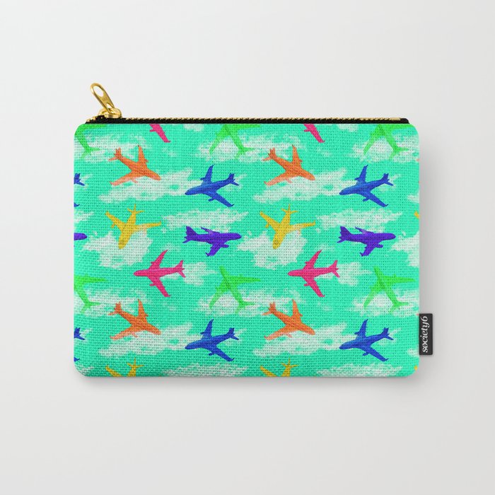 seamless pattern with multicolor airplane silhouettes Carry-All Pouch