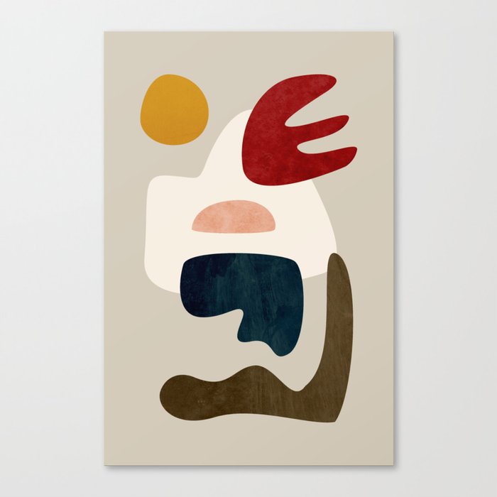 Abstract Scandinavian Minimalist Organic Warm Colors Shapes 6 Canvas Print